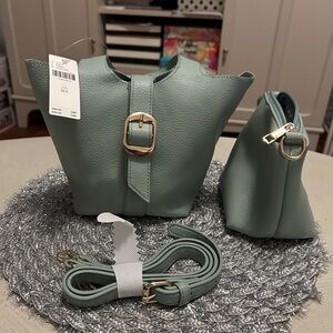 Elegant Green Handbag bucket tote